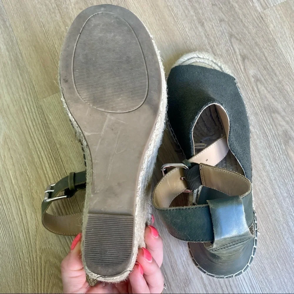 GAP Green Suede Wedge Sandals with Ankle Strap - Comfortable Summer Shoes - Picture 10 of 10